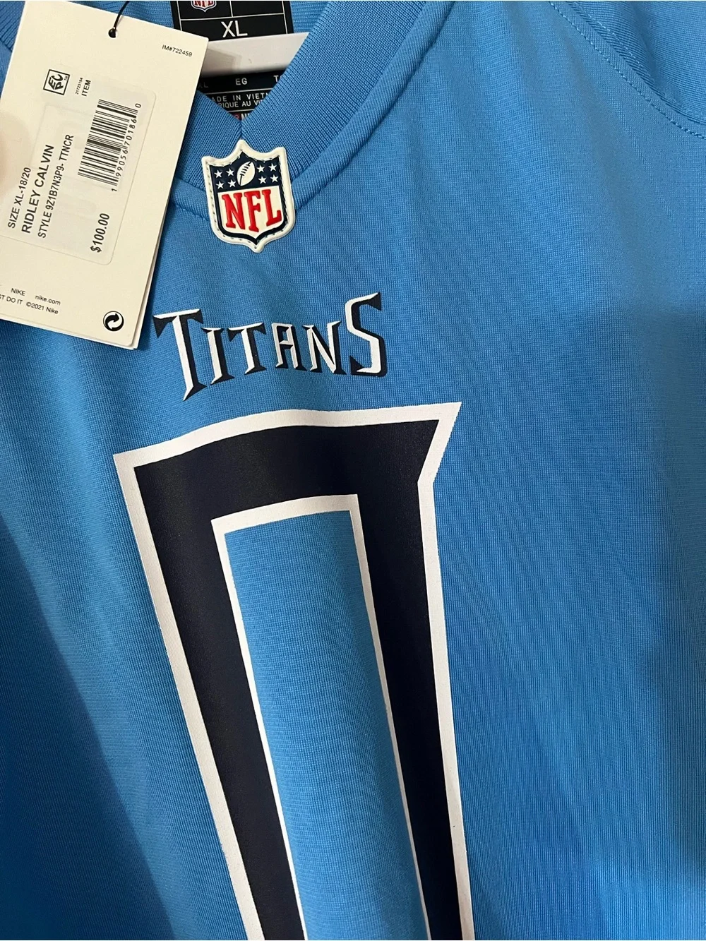 Nike Tennessee Titans Calvin Ridley #0 Light Blue Game Jersey